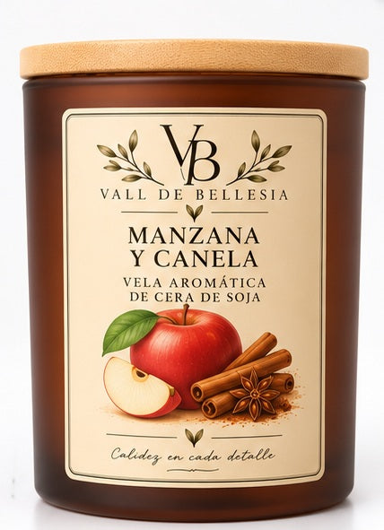 Etiqueta trasera de la vela Manzana y canela