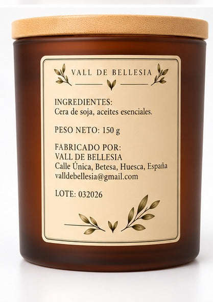Etiqueta trasera de la vela Vainilla caramelo